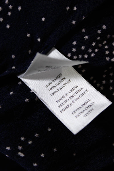 Rails Womens Star Print Tie Neck Elastic Waist A Line Dress Navy Blue Size XS