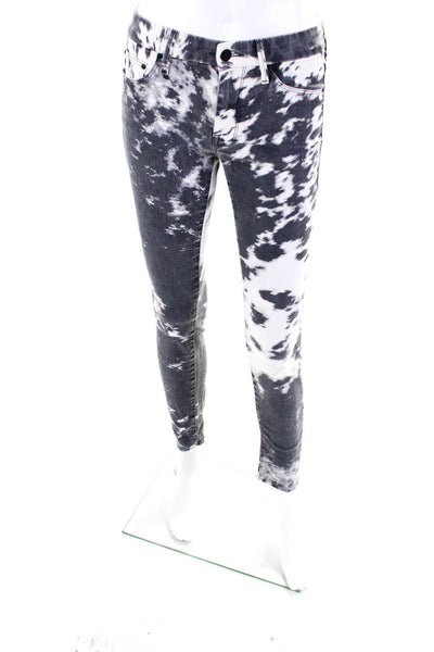 Mother Womens The Looker Splatter Print High Rise Skinny Jeans Gray Size 26