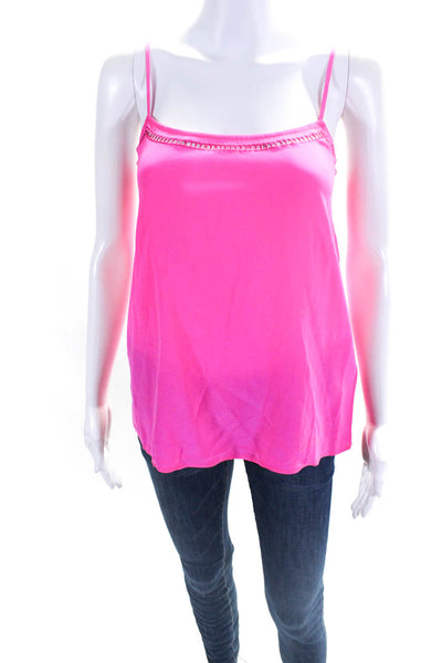 Equipment Femme Womens Silk Spaghetti Strap Camisole Tank Top Neon Pink Size S