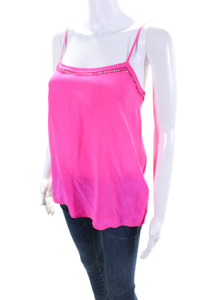 Equipment Femme Womens Silk Spaghetti Strap Camisole Tank Top Neon Pink Size S