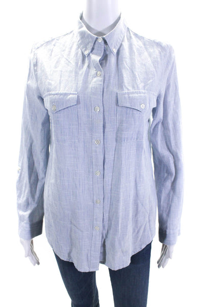 Soft Joie Womens Long Sleeve Stripe Button Up Shirt Blouse Blue White Size Small