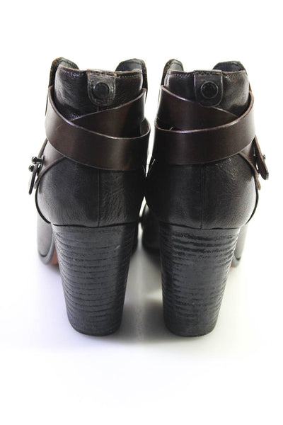 Rag & Bone Womens Harrow Leather Harness Cuban Heel Booties Brown Size 38 8
