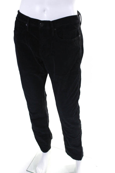 Frame Mens Zipper Fly Homme Slim Corduroy Jeans Black Cotton Size 34
