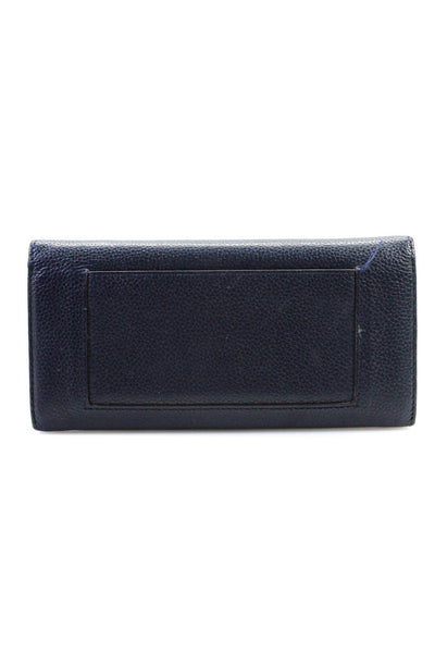 Celine Womens Leather Snap Long Continental Wallet Navy Blue