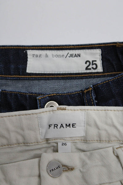 Rag & Bone Jean Frame Womens Dre Crop Mini Boot Jeans Blue White 25 26 Lot 2