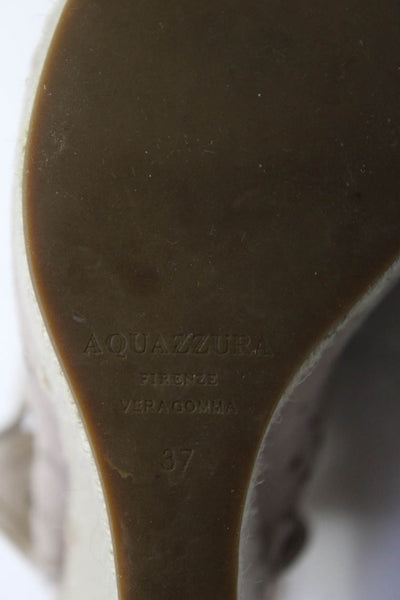 Aquazzura Womens Platform Laser Cut Espadrilles Sandals Brown Suede Size 37