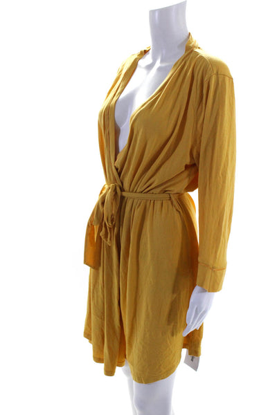 Cosabella Womens Long Sleeves Belted Wrap Dress Yellow Cotton Size Extra Large