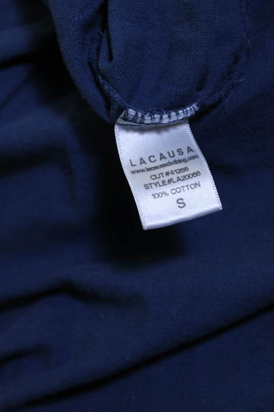 Lacausa Womens Blue Cotton Collar Long Sleeve Straight Leg Overalls Size S