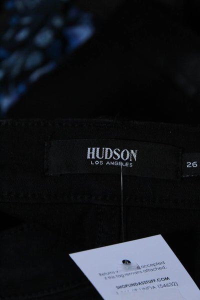 Hudson Womens Barbara Waxed Denim High Rise Flare Jeans Pants Black Size 26