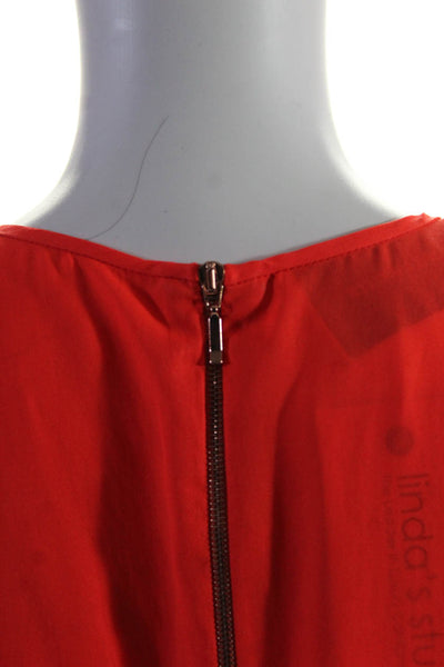 Cedric Charlier Womens Crepe Chiffon Sleeveless Shift Dress Neon Orange Size 8