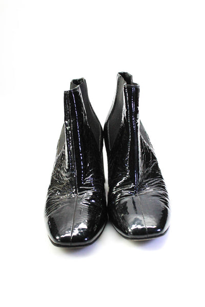 Rag & Bone Womens Slip On Block Heel Square Toe Booties Black Patent Size 39.5