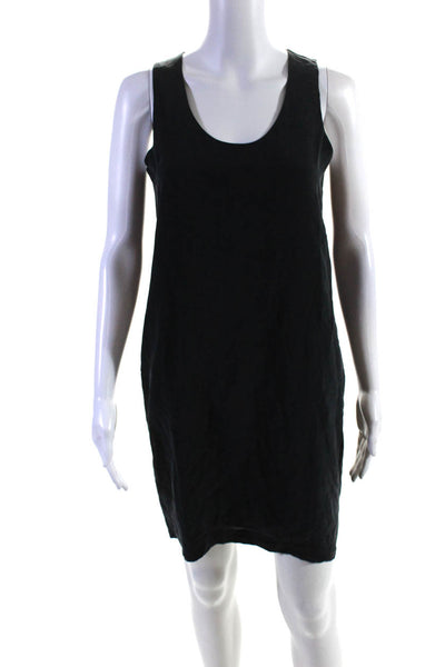 Grana Womens Sleeveless Scoop Neck Silk Mini Shift Dress Black Size Extra Small