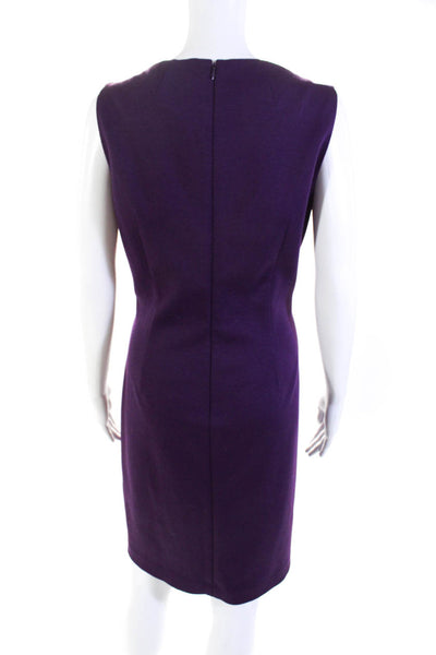 Tahari Womens Back Zip Sleeveless Scoop Neck Sheath Dress Purple Size 8