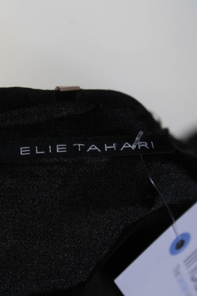 Elie Tahari Women's Round Neck Short Sleeves Slit Hem Midi Dress Gray Size 14