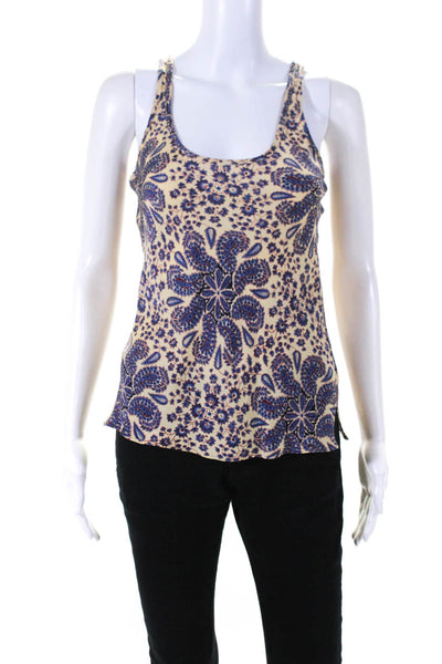 Tucker Women's Scoop Neck Paisley Print Tank Top Yellow Size P