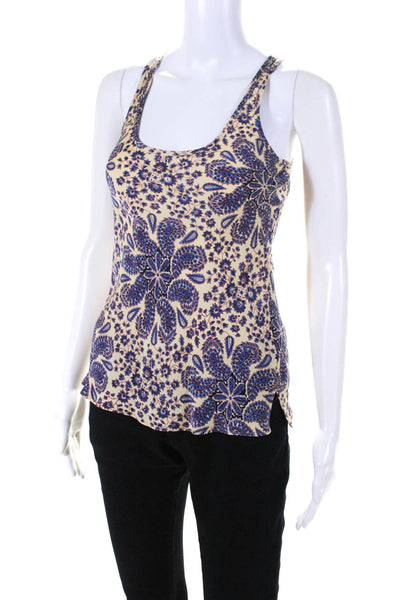 Tucker Women's Scoop Neck Paisley Print Tank Top Yellow Size P