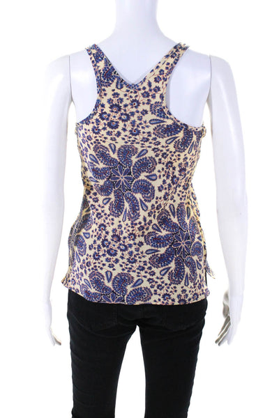 Tucker Women's Scoop Neck Paisley Print Tank Top Yellow Size P