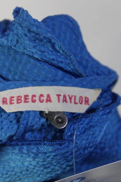 Rebecca Taylor Womens Silk Beaded Scoop Neck Ruffle Trim Tank Blouse Blue Size 0