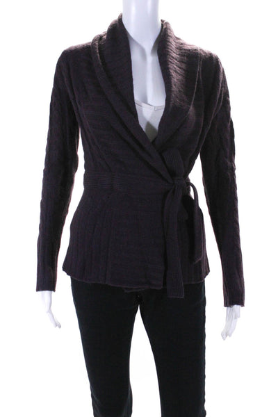 Searle Women's Cashmere Long Sleeve Shawl Collar Wrap Sweater Purple Size XS