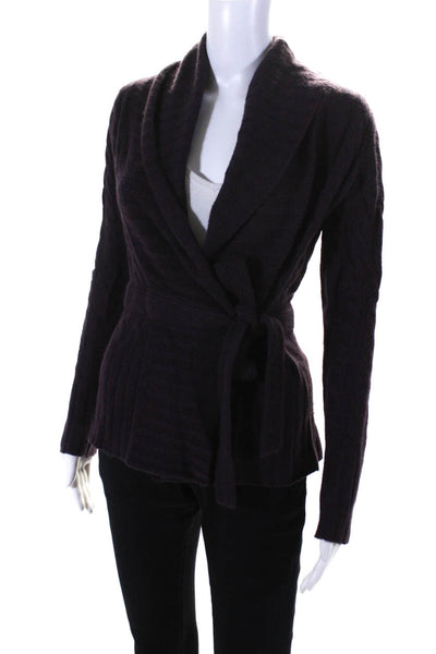 Searle Women's Cashmere Long Sleeve Shawl Collar Wrap Sweater Purple Size XS