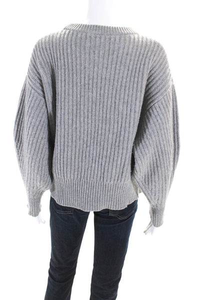 Allude Womens Wool Ribbed Textured Long Sleeve Pullover Sweater Gray Size EUR40
