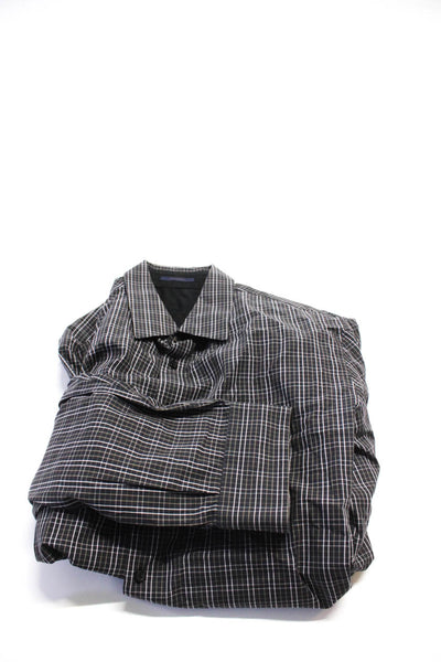 John Varvatos Elie Tahari Mens Polo Dress Shirt Gray Black Brown XL Large Lot 2