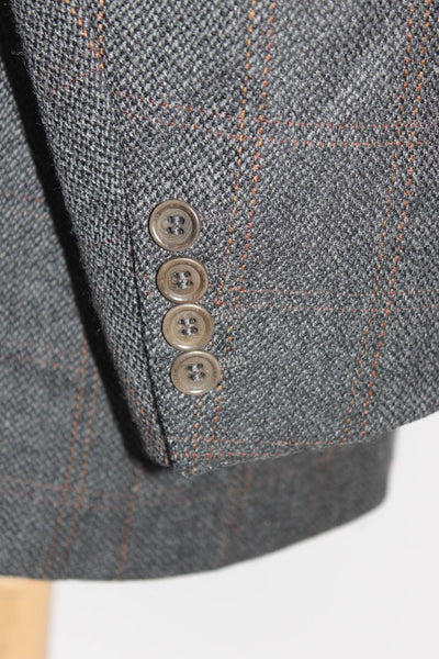 Emilio Visconti Mens Woven Check Three Button Blazer Jacket Dark Gray Size 46
