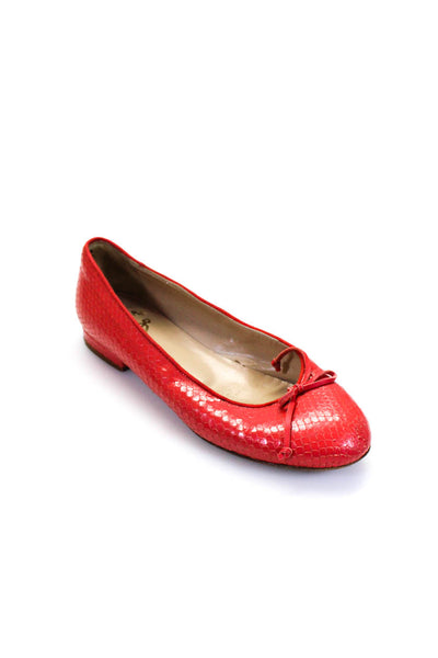 Blugirl Women's Round Toe Bow Flat Shoe Red Size 7