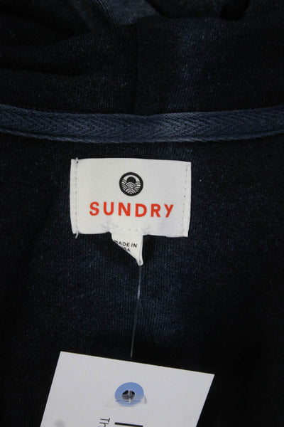 Sundry Womens Knit Long Sleeve Full Zip Drawstring Hoodie Navy Blue Size 0