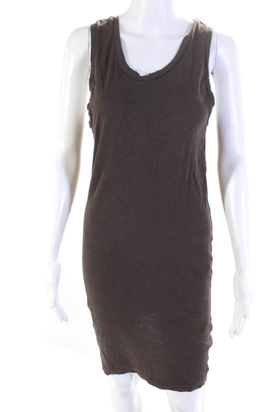 Imrie Womens Cotton Jersey Knit Round Neck Knee Length Tank Dress Brown Size XS