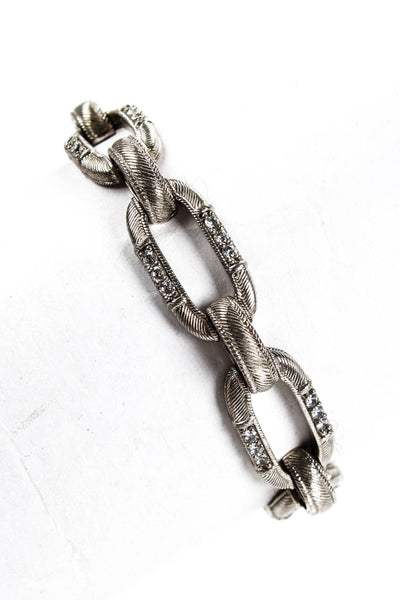 Judith Ripka Cubic Zirconia Pavè Studded Sterling Silver Chain Link Bracelet