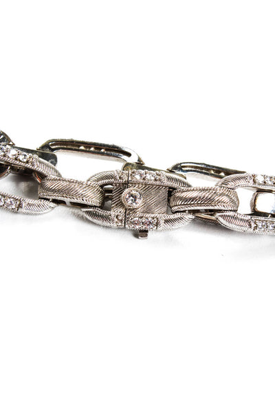 Judith Ripka Cubic Zirconia Pavè Studded Sterling Silver Chain Link Bracelet