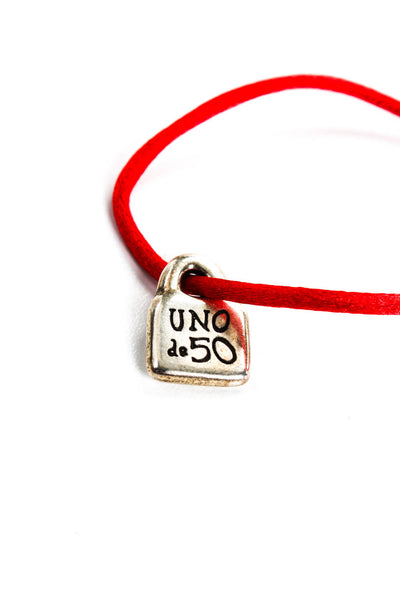 Uno de 50 Womens Silver-Toned Pendant Friendship Charm Bracelets Red Lot 3