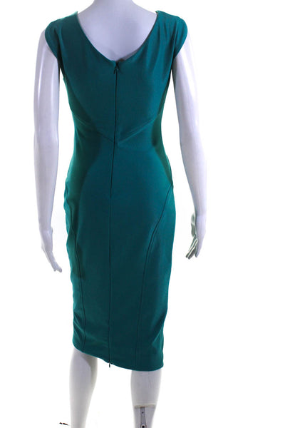 ZAC Zac Posen Womens Sleeveless Cutout Neck Midi Pencil Dress Aqua Green Size 2