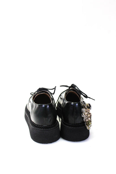 No. 21 Womens Rhinestone Accent Pointed Toe Platform Laced Oxfords Black Size 6