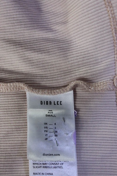 Dion Lee Womens Ribbed Cutout Crossed Strap Sleeveless Tank Top Pink Size 4