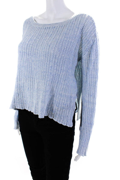 Calypso Saint Barth Womens Loose Knit Round Neck Sweater Blue Linen Size Large