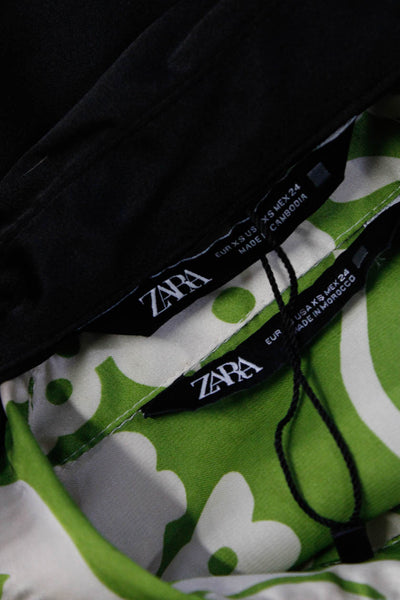 Zara Womens Green Floral Print Collar Long Sleeve Blouse Top Size XS lot 2