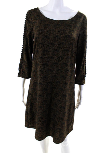 Createurs De Vetements Womens Brown Leopard Print Scoop Neck A-Line Dress Size 3