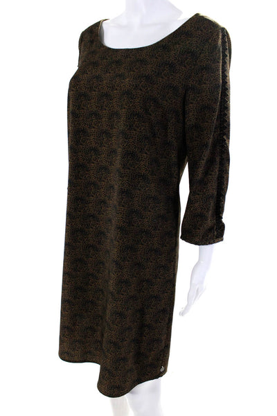 Createurs De Vetements Womens Brown Leopard Print Scoop Neck A-Line Dress Size 3