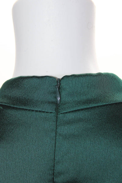 Vince Camuto Womens Dark Green Tie Neck Zip Back Sleeveless A-Line Dress Size 10