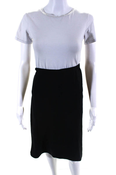 Ralph Lauren Black Label Womens Black Wool Side Zip Midi Pencil Skirt Size 10