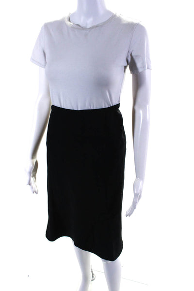 Ralph Lauren Black Label Womens Black Wool Side Zip Midi Pencil Skirt Size 10