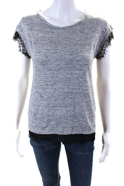 Marc By Marc Jacobs Womens Lace Trim Sleeveless Linen Top Tee Shirt Gray Size XS