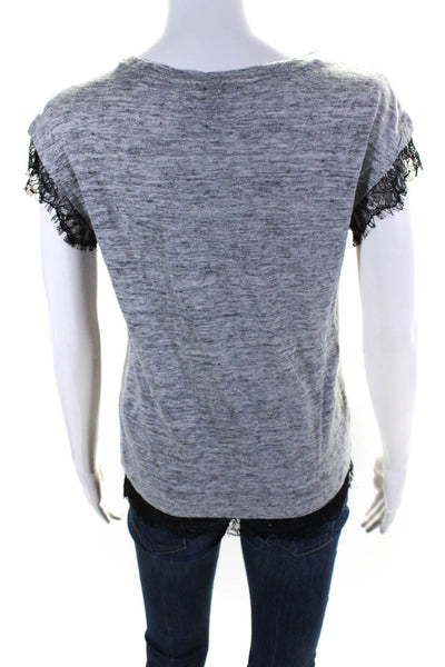 Marc By Marc Jacobs Womens Lace Trim Sleeveless Linen Top Tee Shirt Gray Size XS