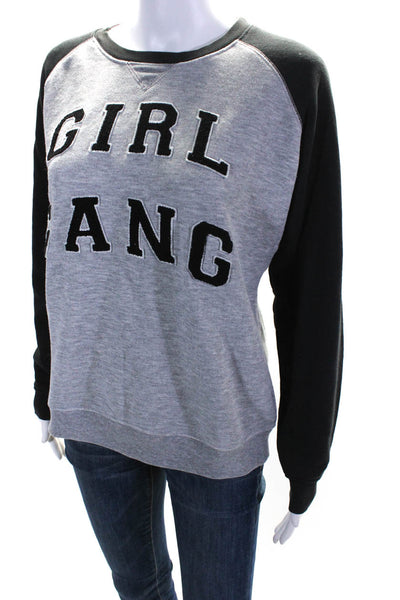 Zoe Karssen Womens Girl Gang Terry Raglan Crew Neck Sweatshirt Gray Size Large