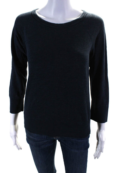 Standard James Perse Womens 3/4 Sleeve Crew Neck Terry Sweater Navy Size 1