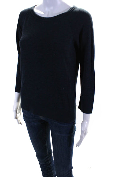Standard James Perse Womens 3/4 Sleeve Crew Neck Terry Sweater Navy Size 1