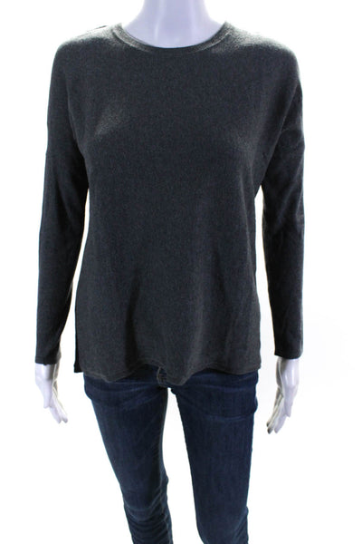 Vince Womens Color Block Thin Knit Crew Neck Sweater Black Gray Size Extra Large