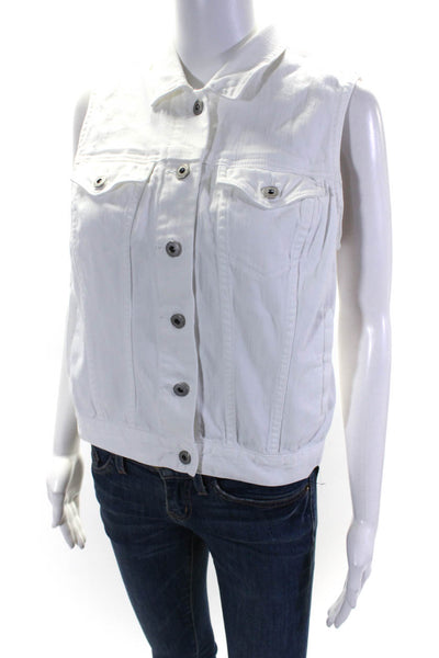 Two by Vince Camuto Womens Denim Button Down Vest White Size Small